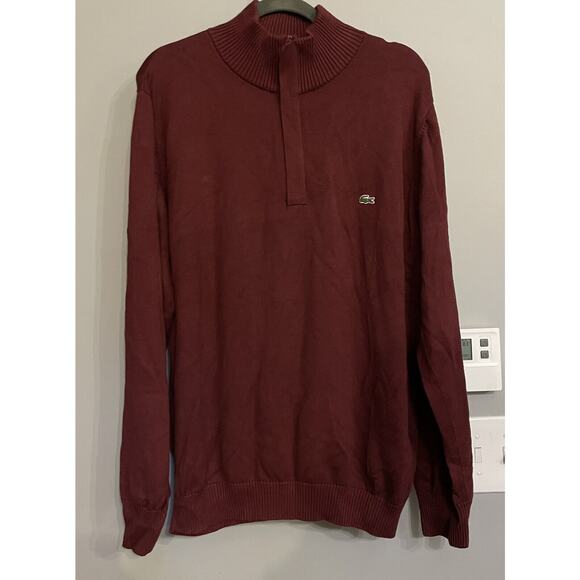 Lacoste‎ Sweater Cotton Hidden Buttons Long Sleeve Pullover Mens Size 6 - Picture 1 of 7